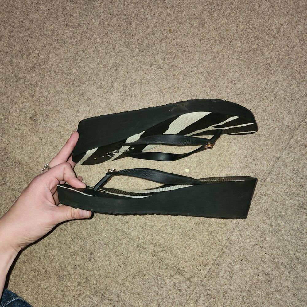 Coach Linley Zebra Print Wedge Flip Flop Sandals | W10
